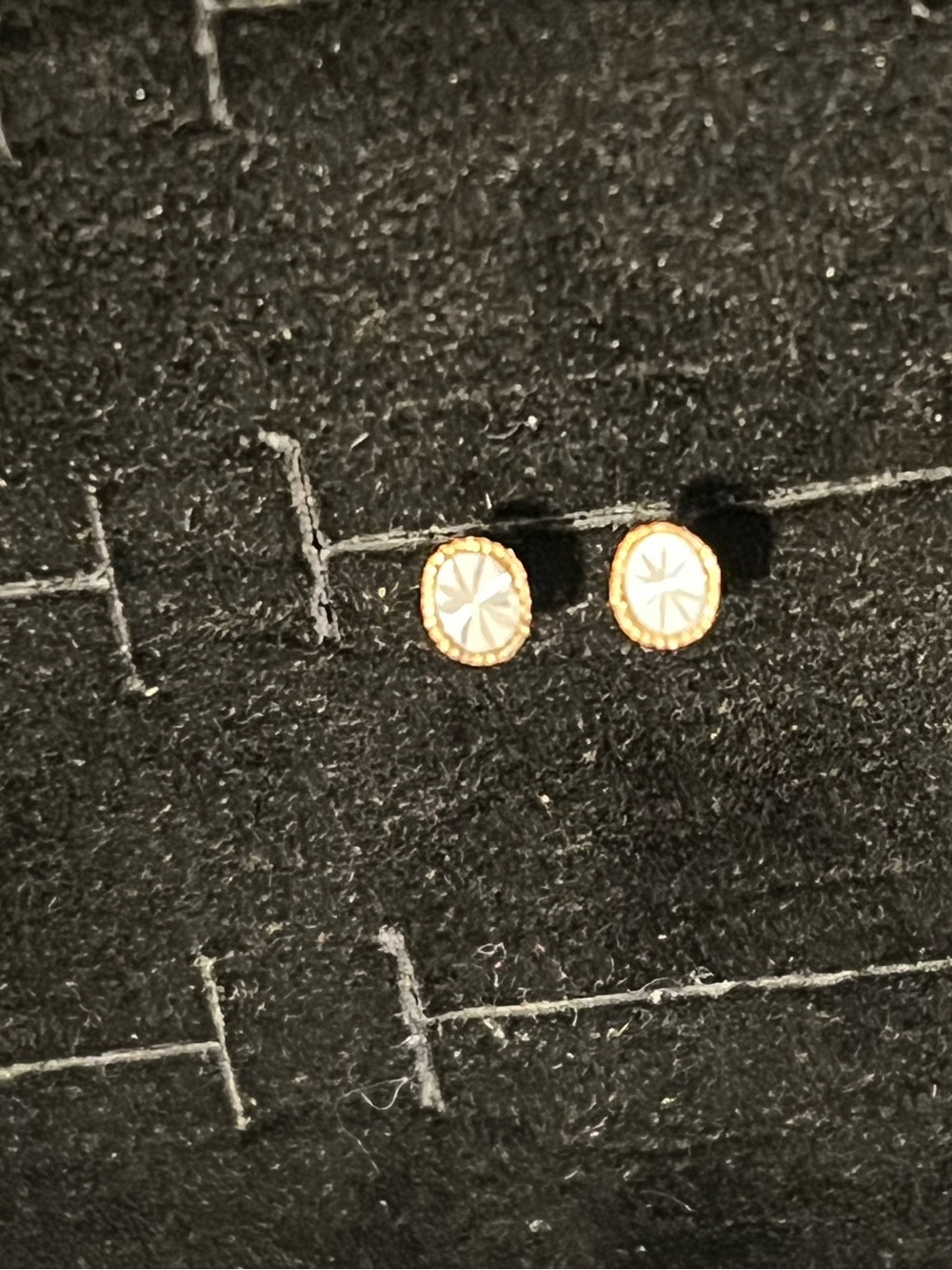 Gold toned and White Sunburst Stud Earrings - Women Jewelry